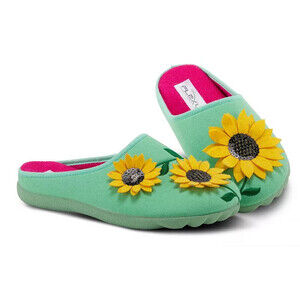 Flexus by Spring Step Sunflastic Slippers Women's US 6.5 Green Floral JOBB1878